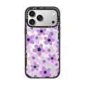 sixties retro violet floral on clear background | iPhone 17 Pro Max / Impact Case MagSafe Compatible / Black | Image 1