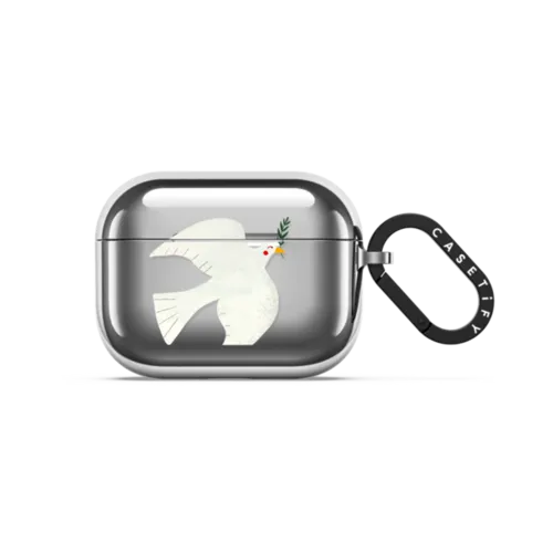 White bird by Arual | AirPods Pro 3 / Earbuds Mirror Case / Silver | Image 1