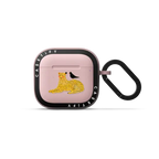 Cheetah + bird by Arual | AirPods 4 & 5 / Earbuds Bounce Case / Primrose Pink | Image 1