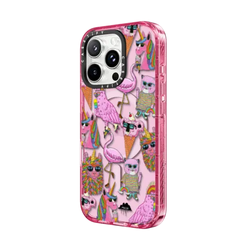 Chilling with the Funky Cats iPhone case by Mulga | iPhone 16 Pro Max / Impact Case MagSafe Compatible / Pink Fizz | Image 2