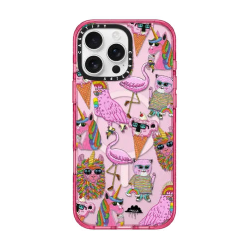Chilling with the Funky Cats iPhone case by Mulga | iPhone 16 Pro Max / Impact Case MagSafe Compatible / Pink Fizz | Image 1