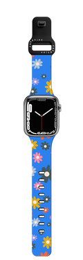 Retro Florals by Oh So Graceful | Apple Watch Series 7-9 (45mm) / Impact Band / Black | Image 1