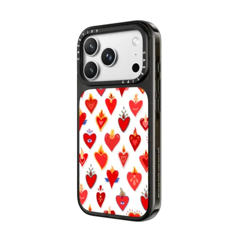flaming heart love pattern | iPhone 18 Pro Max / Impact Case MagSafe Compatible - Glossy / Glossy Black | Image 2