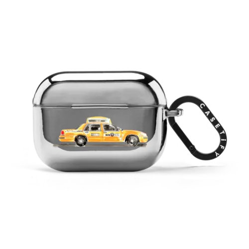 NY Taxi | AirPods Pro 2 / Earbuds Mirror Case / Silver | Image 1