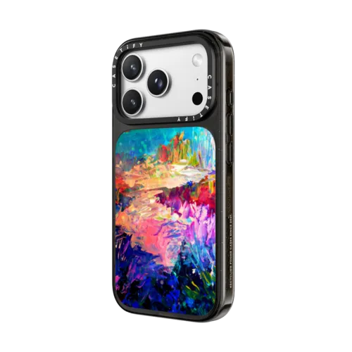WELCOME TO UTOPIA - Colorful Magical Forest Abstract Trees Floral Nature Galaxy Flowers Rainbow Bold Whimsical Fairy Land Painting | iPhone 18 Pro Max / Impact Case MagSafe Compatible - Glossy / Glossy Black | Image 2