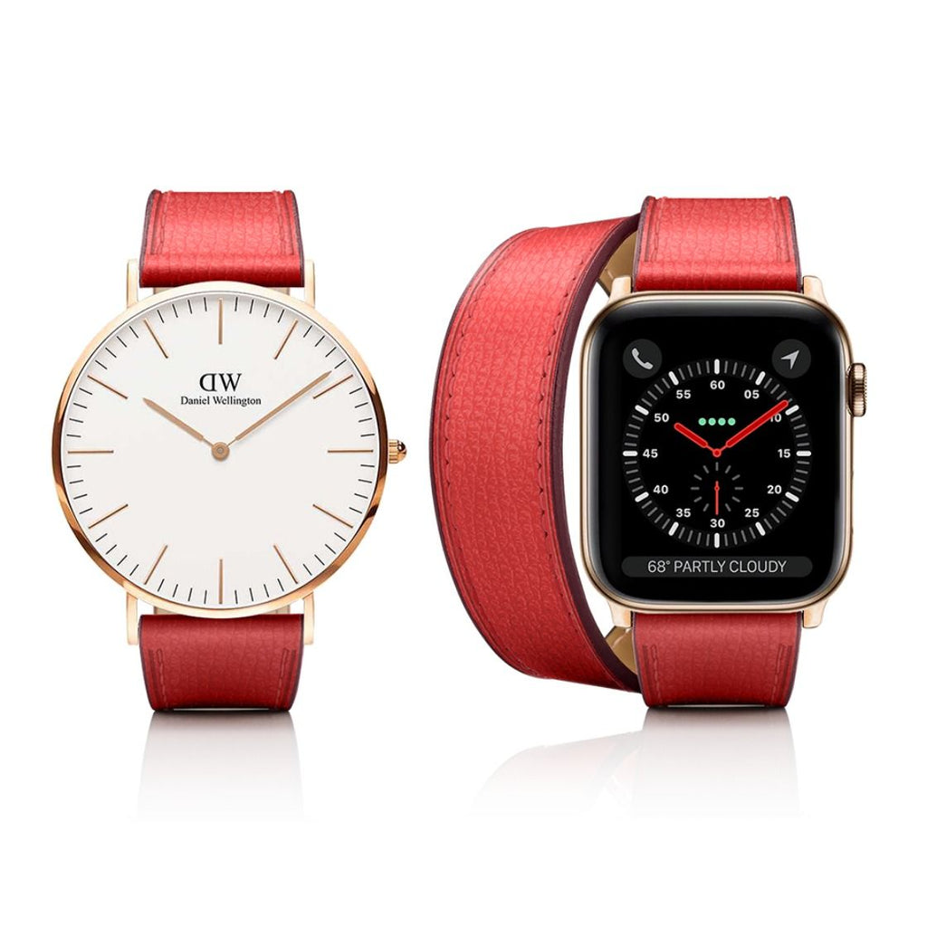 2-in-1 Italian Leather Band 45mm (Series 7-9) - Red