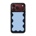 Blue Background Wavy Border | iPhone 18 Pro Max / Impact Case MagSafe Compatible - Glossy / Glossy Black | Image 1