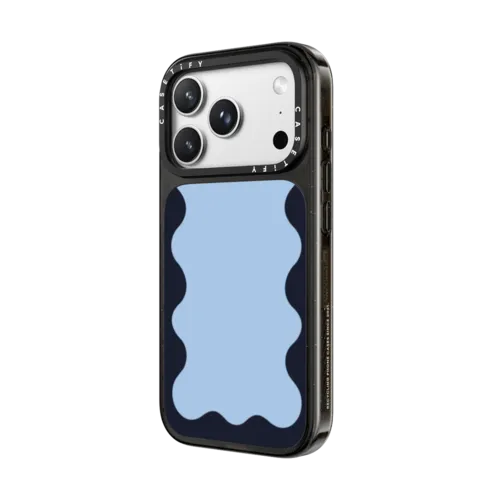 Blue Background Wavy Border | iPhone 18 Pro / Impact Case MagSafe Compatible - Glossy / Glossy Black | Image 2