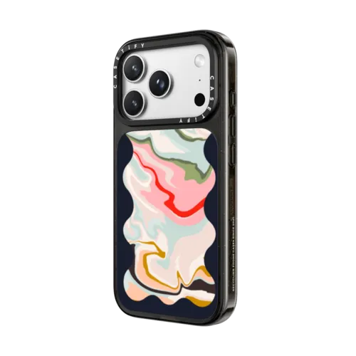 Retro Rainbow with Black Wavy Border | iPhone 18 Pro Max / Impact Case MagSafe Compatible - Glossy / Glossy Black | Image 2