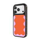 Pink Wavy Border on Orange | iPhone 18 Pro Max / Impact Case MagSafe Compatible - Glossy / Glossy Black | Image 2