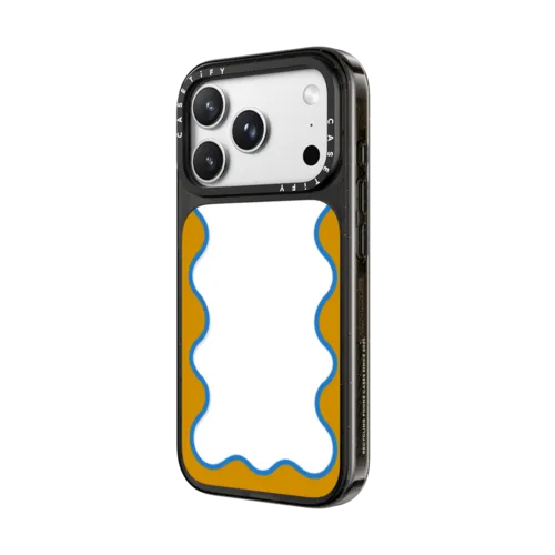 Blue and Yellow Wavy Border | iPhone 18 Pro Max / Impact Case MagSafe Compatible - Glossy / Glossy Black | Image 2