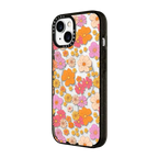 retro boho hippie flowers (60s / 70s floral pattern on clear background) | iPhone 15 / Impact Case MagSafe Compatible / Black | Image 2