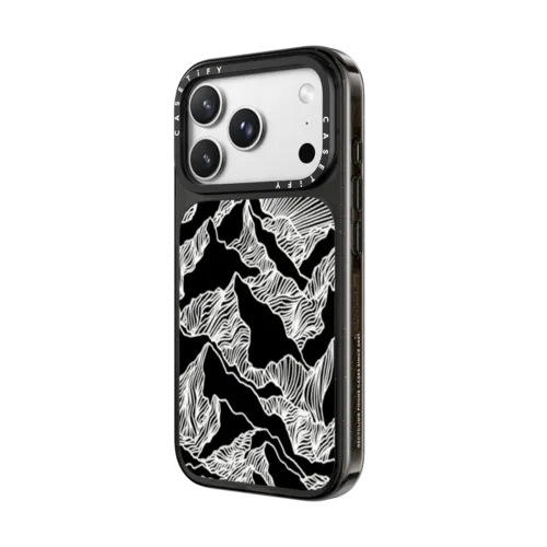 AIM HIGH 2, MOUNTAINS B&W MINIMALIST NATURE ILLUSTRATION | iPhone 18 Pro Max / Impact Case MagSafe Compatible - Glossy / Glossy Black | Image 2