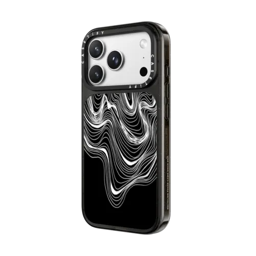 WOBBLE 2, BLACK & WHITE MINIMALIST OCEAN WAVES LINEAR ILLUSTRATION | iPhone 18 Pro Max / Impact Case MagSafe Compatible - Glossy / Glossy Black | Image 2