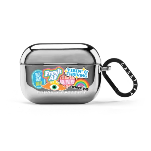 Vibe Stickers | AirPods Pro 2 / Earbuds Mirror Case / Silver | Image 1