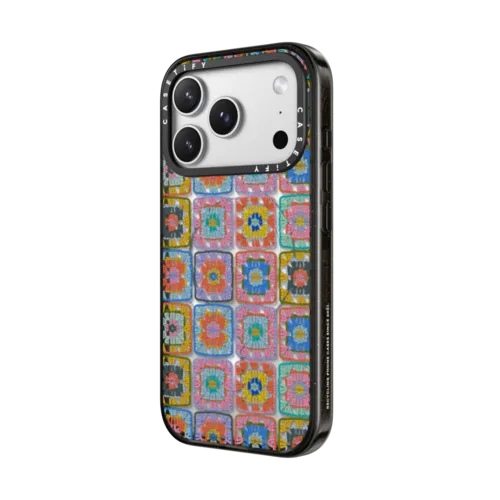 Grannie Squares by Oh So Graceful | iPhone 17 Pro Max / Impact Case MagSafe Compatible / Black | Image 2