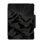 AIM HIGH 2 IPAD, BLACK & WHITE MOUNTAINS MINIMALIST LINES NATURE MOUNTAIN ILLUSTRATION | iPad Pro 11-inch (3rd/4th gen) / iPad Impact Folio Case / Black | Image 1