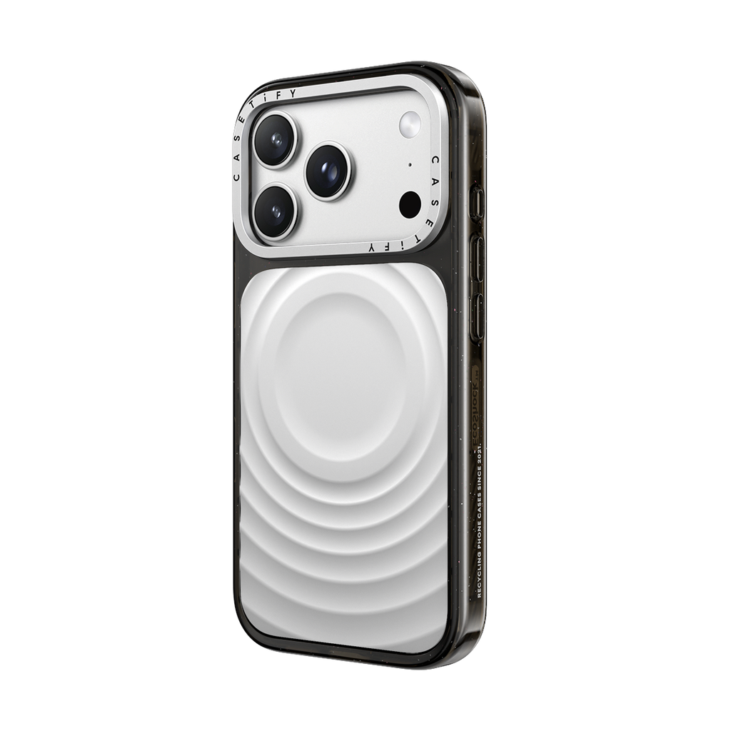 iPhone 18 Pro Max - Alloy Ripple Case - Silver on Glossy Black