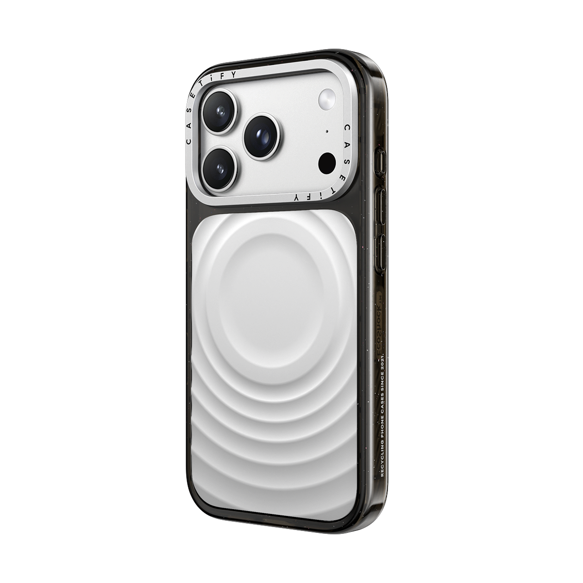 iPhone 18 Pro Max - Alloy Ripple Case - Silver on Glossy Black
