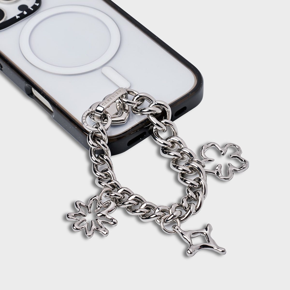 Charm Keychain - Doodle Curb Chain - Shiny Silver
