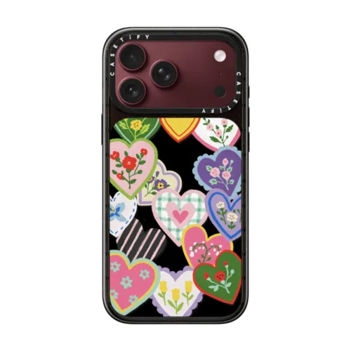 Lovely Heart Floral Stickers | iPhone 18 Pro Max / Impact Case MagSafe Compatible - Glossy / Glossy Black | Image 1