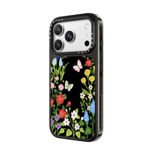Floral Garden with Butterflies | iPhone 18 Pro Max / Impact Case MagSafe Compatible - Glossy / Glossy Black | Image 2