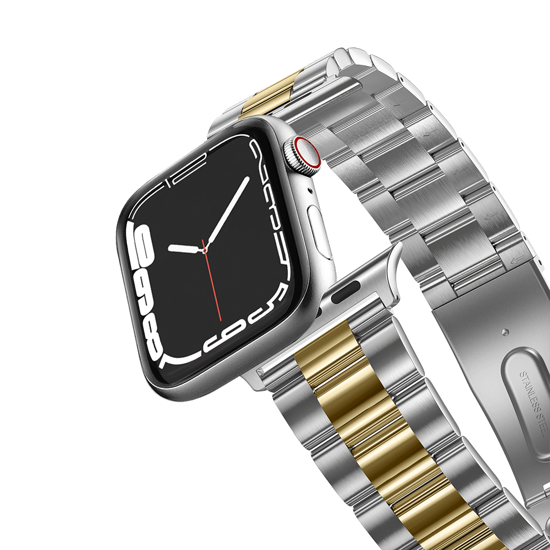 Stainless Steel 3-Link Band 45mm (Series 7-9) - Two-Tone (Yellow Gold/Silver) | Image 1