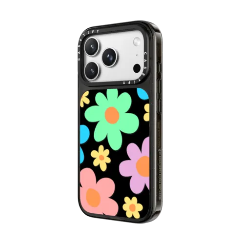 Transparent Floral Pastel Colors 70s Retro Flower Power | iPhone 18 Pro / Impact Case MagSafe Compatible - Glossy / Glossy Black | Image 2