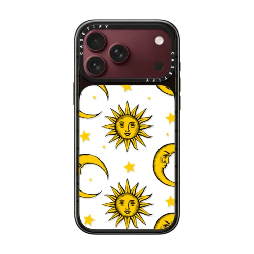 Sun Moon Stars Transparent Gold Yellow | iPhone 18 Pro Max / Impact Case MagSafe Compatible - Glossy / Glossy Black | Image 1