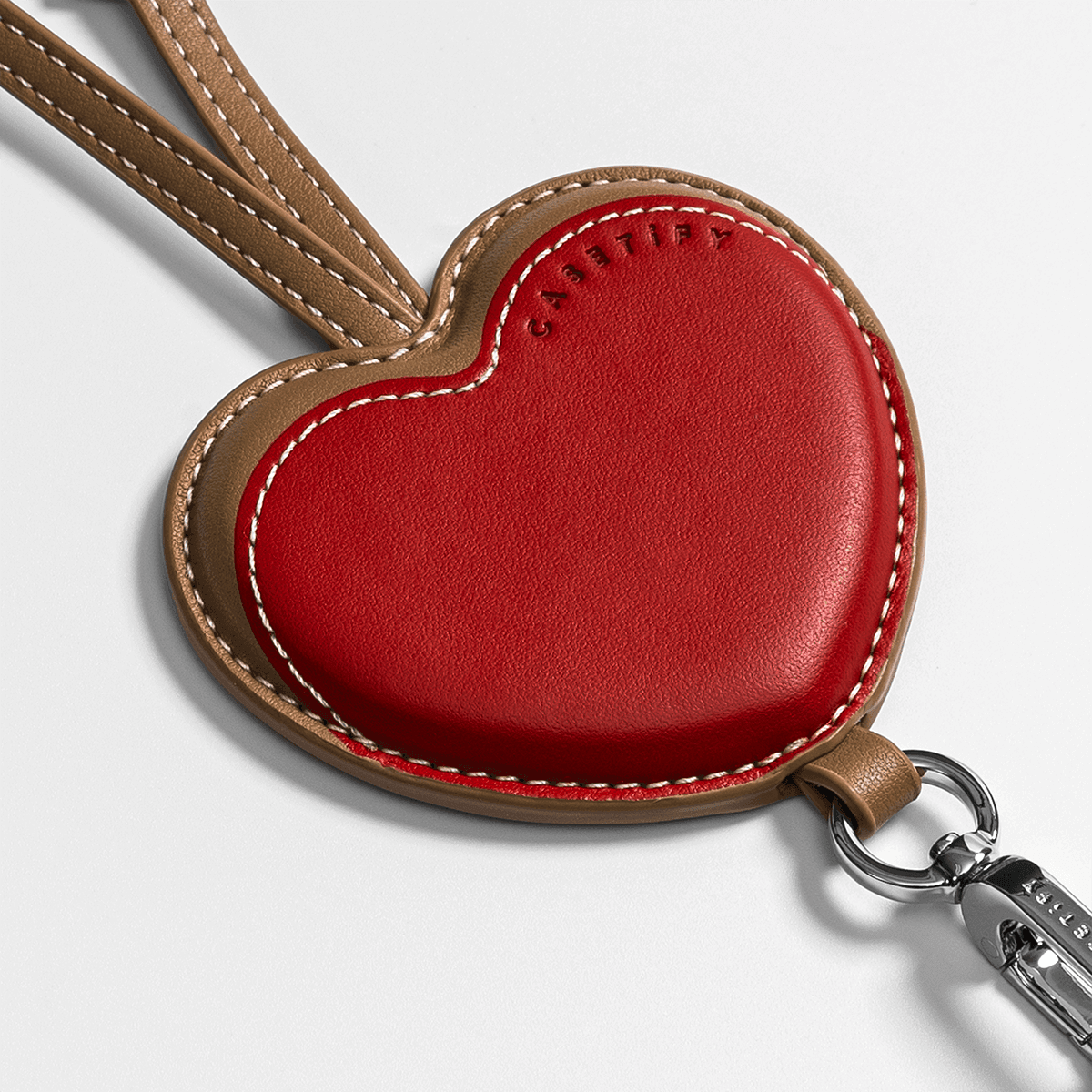BioVeg Heart Cross-body Strap - Tan + Silver D-ring Light Grey Strap Card (NON-PRINT)