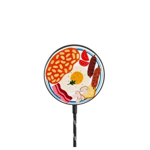 ENGLISH BREAKFAST by Daria Solak Illustrations |   / PowerThru Magnetic Wireless Charger MagSafe Compatible / Black | Image 1