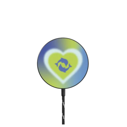Dolphin Heart - Ocean |   / PowerThru Magnetic Wireless Charger MagSafe Compatible / Black | Image 1