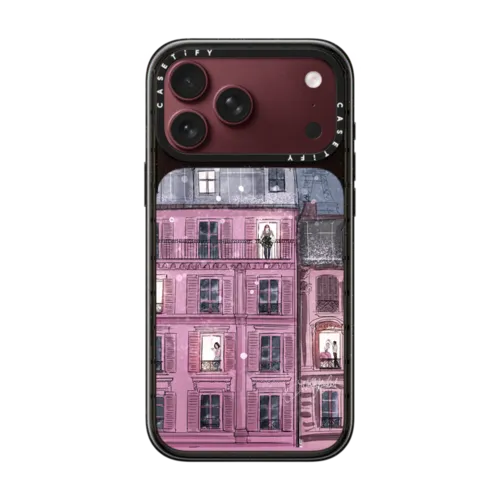 Winter in Paris (Holiday Fashion Illustration Case) | iPhone 18 Pro Max / Impact Case MagSafe Compatible - Glossy / Glossy Black | Image 1