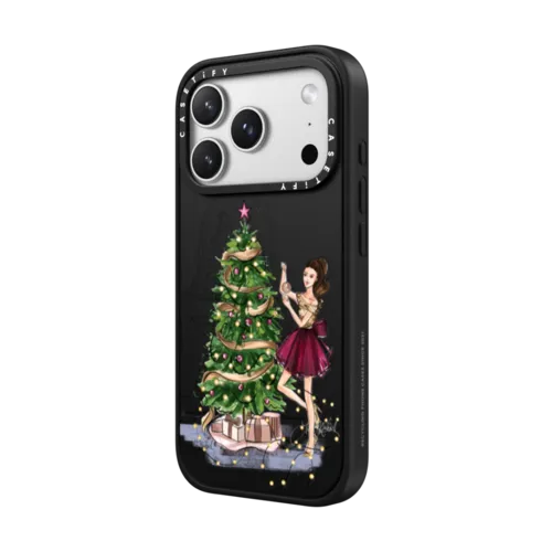 The Highest Bough (Brunette) Christmas Fashion Illustration Case | iPhone 17 Pro Max / Impact Case MagSafe Compatible / Matte Black | Image 2