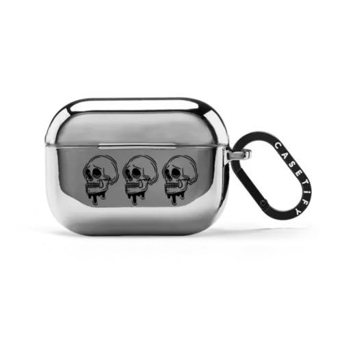 Sad Skellies | AirPods Pro 2 / Earbuds Mirror Case / Silver | Image 1