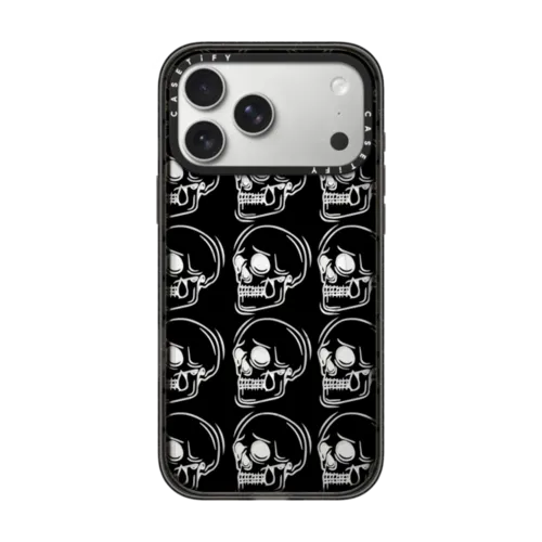 Sad Skelly pattern | iPhone 17 Pro Max / Impact Case MagSafe Compatible / Black | Image 1