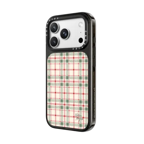 Christmas Plaid Red and Green Holiday Pattern by Nature Magick | iPhone 18 Pro Max / Impact Case MagSafe Compatible - Glossy / Glossy Black | Image 2