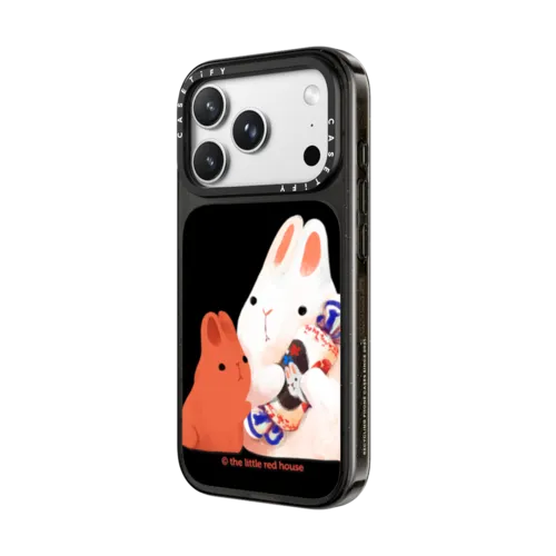 Big White Rabbit with Candy | iPhone 18 Pro Max / Impact Case MagSafe Compatible - Glossy / Glossy Black | Image 2