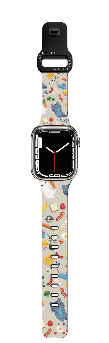 Breakfast Foods with Animals | Apple Watch Series 7-9 (45mm) / Impact Band / Black | Image 1