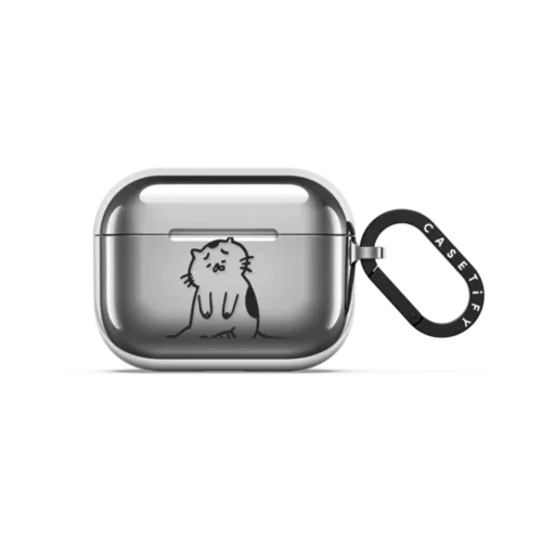 Frustration cat | AirPods Pro 3 / Earbuds Mirror Case / Silver | Image 1