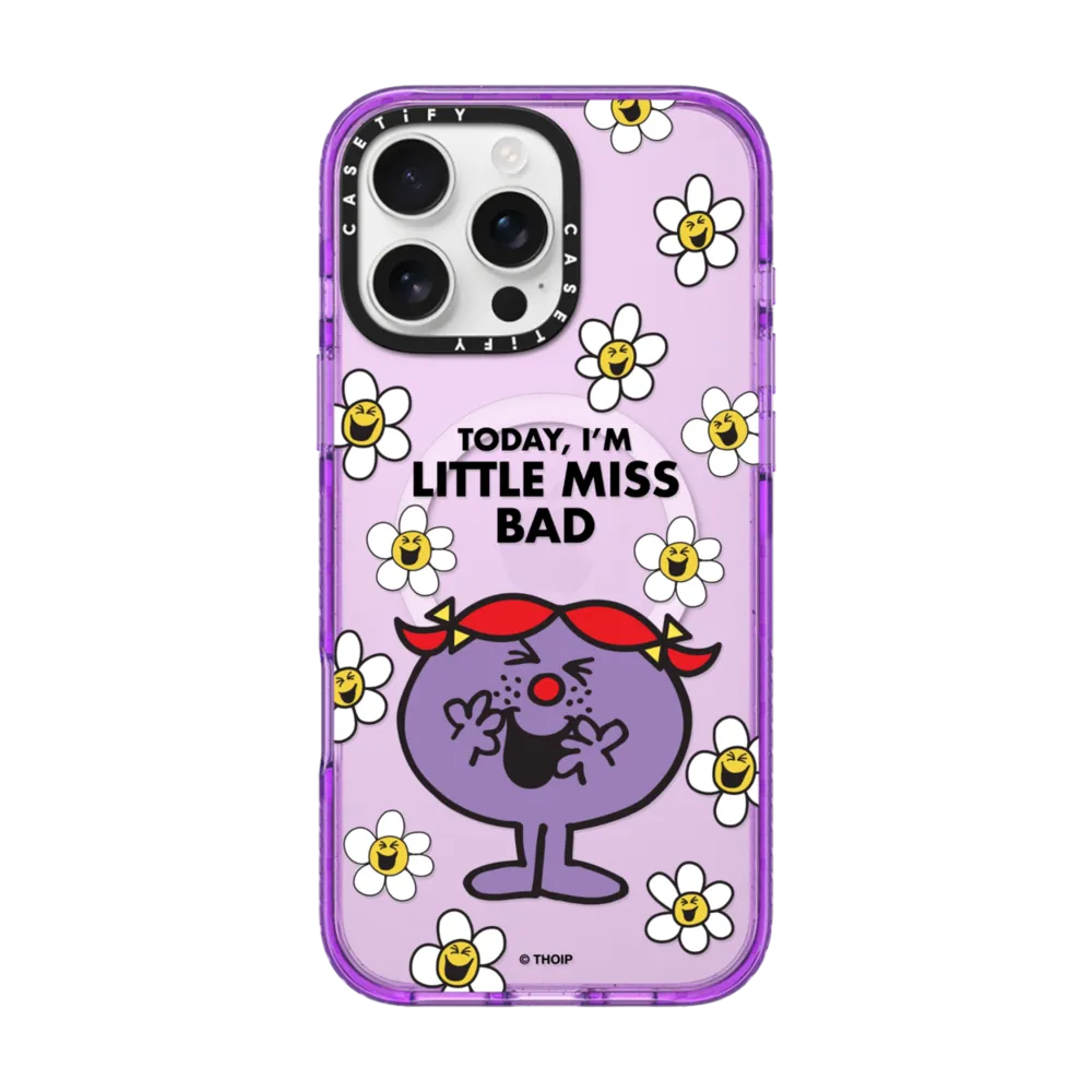 Mr. Men Little Miss It's My Day Special Set - iPhone 16 Pro Max Magsafe Impact Purple + AirPods Pro/Pro 2 Bounce Case + Grip Stand