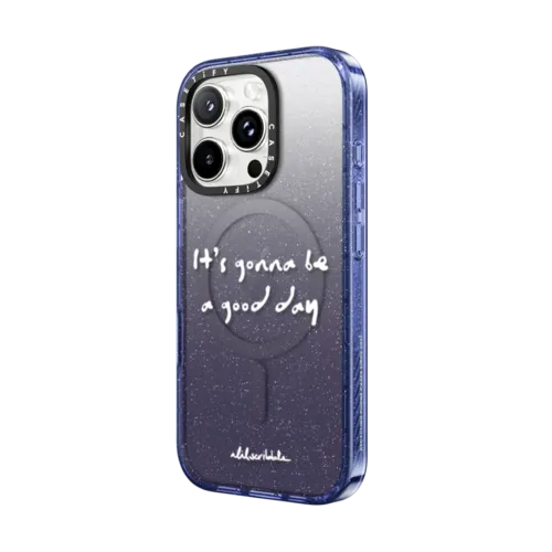 LIL AFFIRMATION NO.1 by aLILscribble | iPhone 16 Pro / Impact Case MagSafe Compatible / Glitter Indigo | Image 2