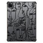 FACE MOSAIC SKETCH 1 CLEAR CASE IPAD, ABSTRACT MINIMAL PEOPLE ILLUSTRATION By Ebi Emporium | iPad Pro 11-inch (3rd/4th gen) / iPad Impact Case / Black | Image 1