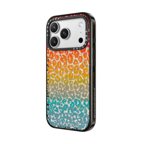 CHEEKY CHEETAH VIBRANT RAINBOW IPHONE, LEOPARD PRINT COLORFUL ANIMAL PATTERN OMBRE By Ebi Emporium | iPhone 17 Pro Max / Impact Case MagSafe Compatible / Black | Image 2