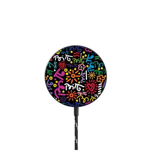 GRAFFITI BY ROMERO BRITTO |   / PowerThru Magnetic Wireless Charger MagSafe Compatible / Black | Image 1