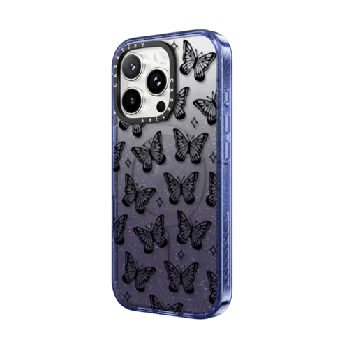 Butterfly Dreams by INKED by Dani | iPhone 16 Pro Max / Impact Case MagSafe Compatible / Glitter Indigo | Image 2