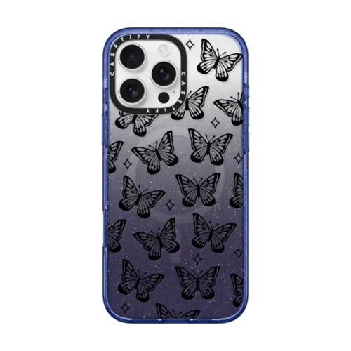 Butterfly Dreams by INKED by Dani | iPhone 16 Pro Max / Impact Case MagSafe Compatible / Glitter Indigo | Image 1