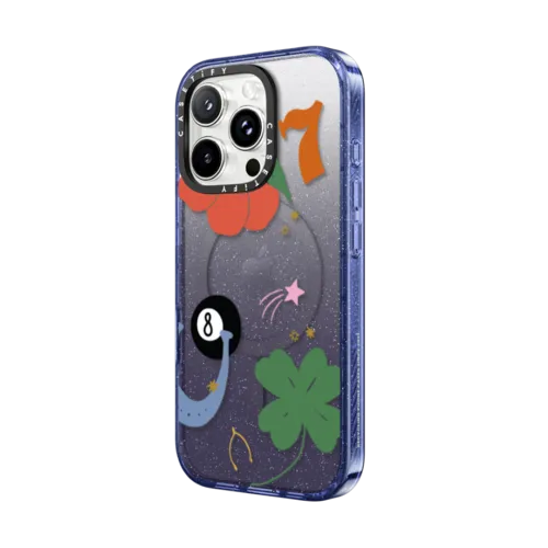 Lucky By Poppy Almond | iPhone 16 Pro Max / Impact Case MagSafe Compatible / Glitter Indigo | Image 2