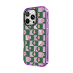 Floral Checkerboard By Poppy Almond | iPhone 16 Pro Max / Impact Case MagSafe Compatible / Purple | Image 2