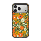 70s Floral over Green by Oh So Graceful | iPhone 17 Pro Max / Impact Case MagSafe Compatible / Black | Image 1